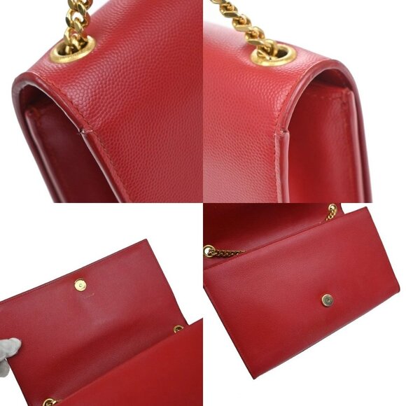 SAINT LAURENT YSL Logo 2Way Chain Shoulder Clutch Bag Red GHW Italy 22RF821 - Picture 15 of 16